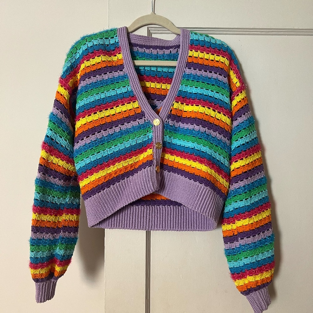 Myracle Rainbow knit cardigan & top